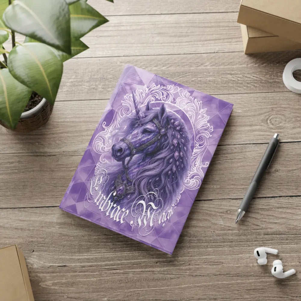 Purple unicorn journal from Arcane Aegis Embrace Magic Amethyst Armor Hardcover Journal