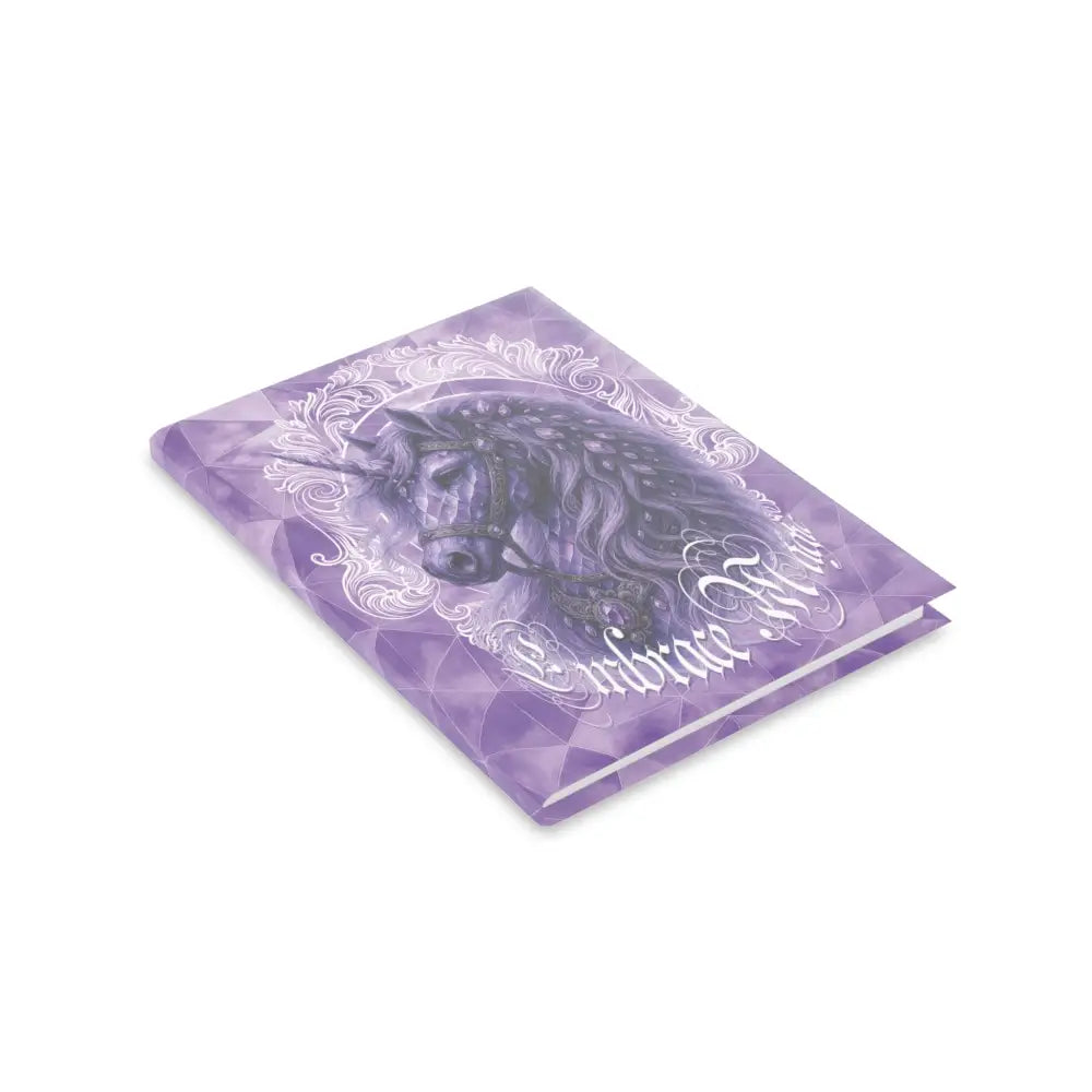 Purple unicorn journal from Arcane Aegis Embrace Magic Amethyst Armor Hardcover Journal