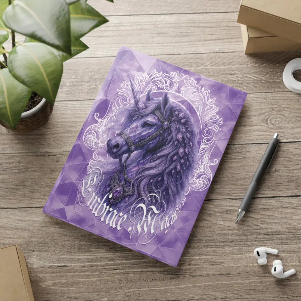 Purple unicorn journal from Arcane Aegis Embrace Magic Amethyst Armor hardcover journal