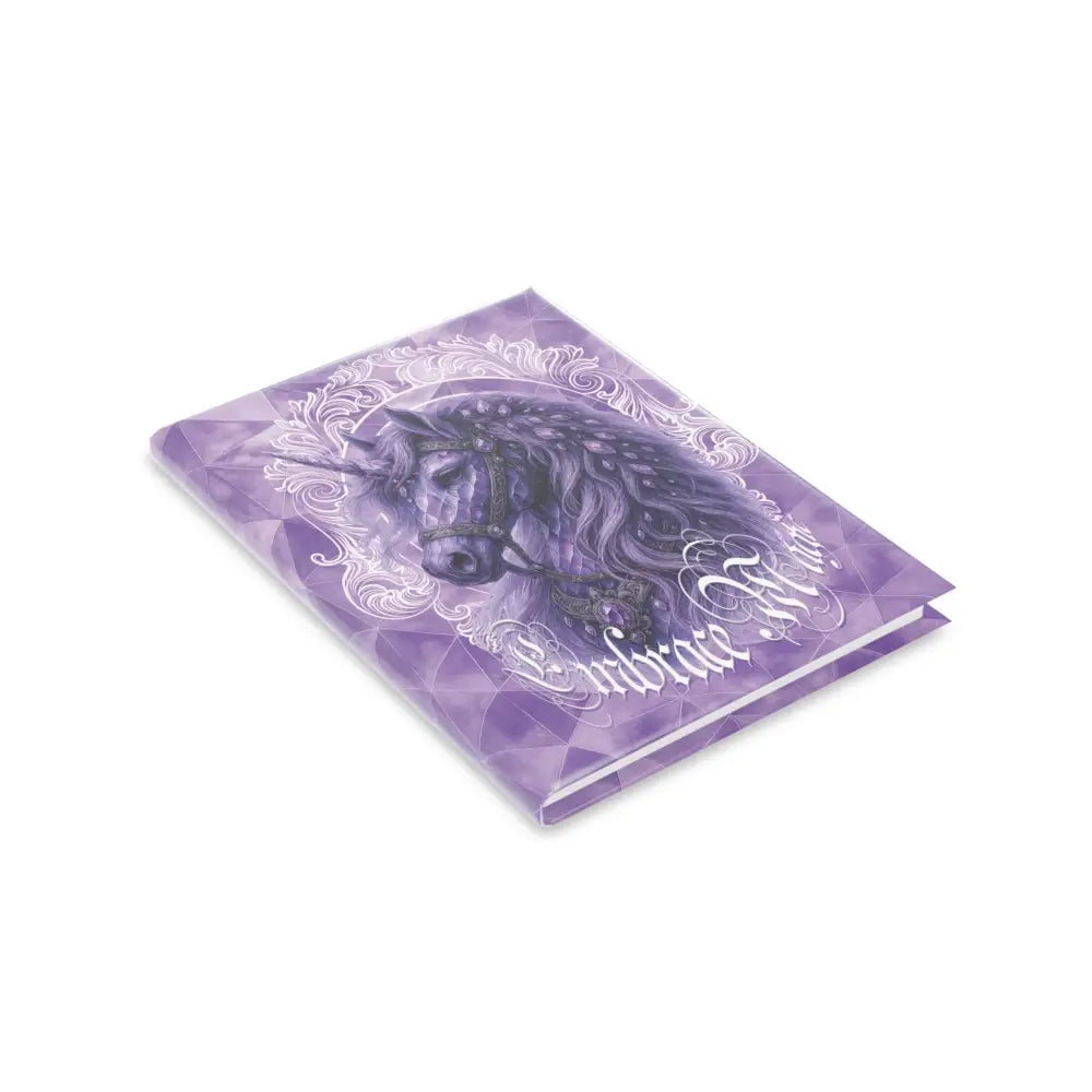 Purple unicorn notebook from Arcane Aegis Embrace Magic Amethyst Armor Hardcover Journal