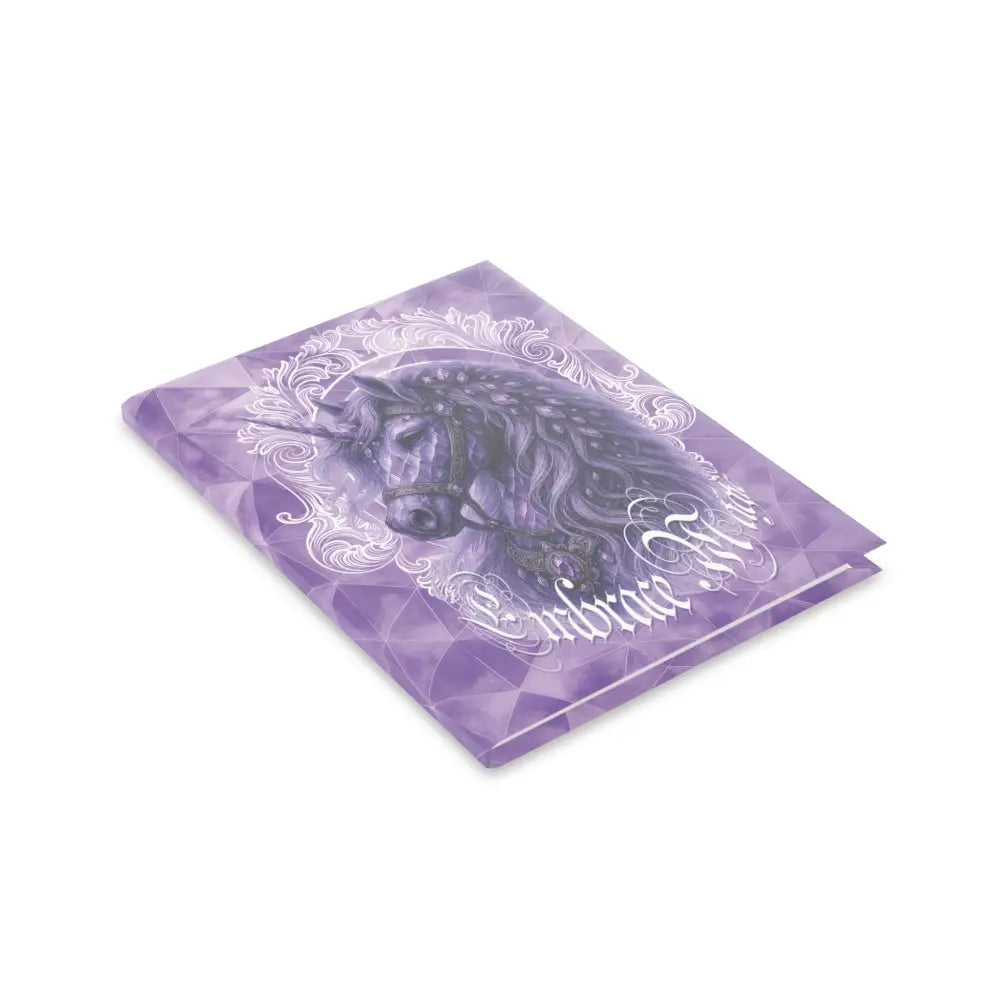 Purple unicorn notebook from Arcane Aegis Embrace Magic Amethyst Armor Hardcover Journal