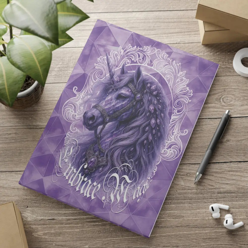 Purple unicorn journal from Arcane Aegis Embrace Magic Amethyst Armor Hardcover Journal