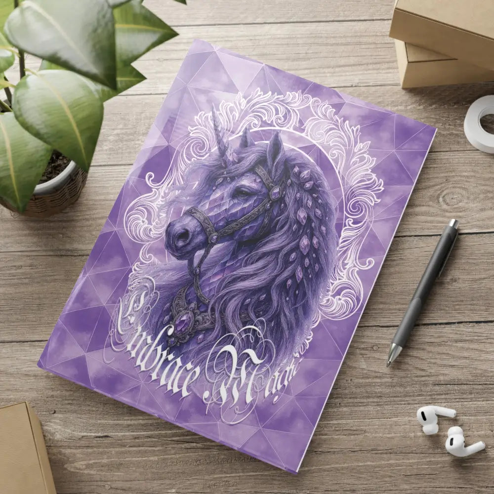 Purple unicorn journal from Arcane Aegis Embrace Magic Amethyst Armor Hardcover Journal
