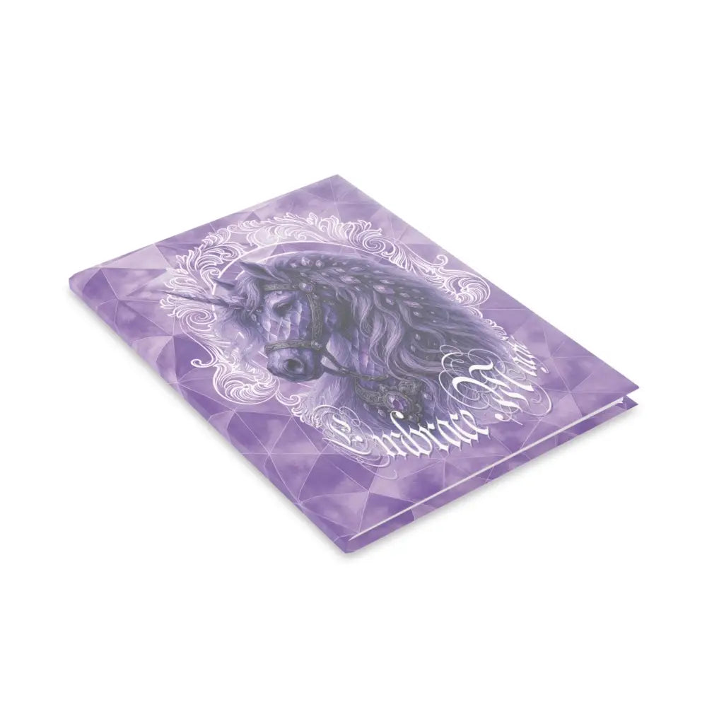Purple unicorn notebook from Arcane Aegis Embrace Magic Amethyst Armor Hardcover Journal