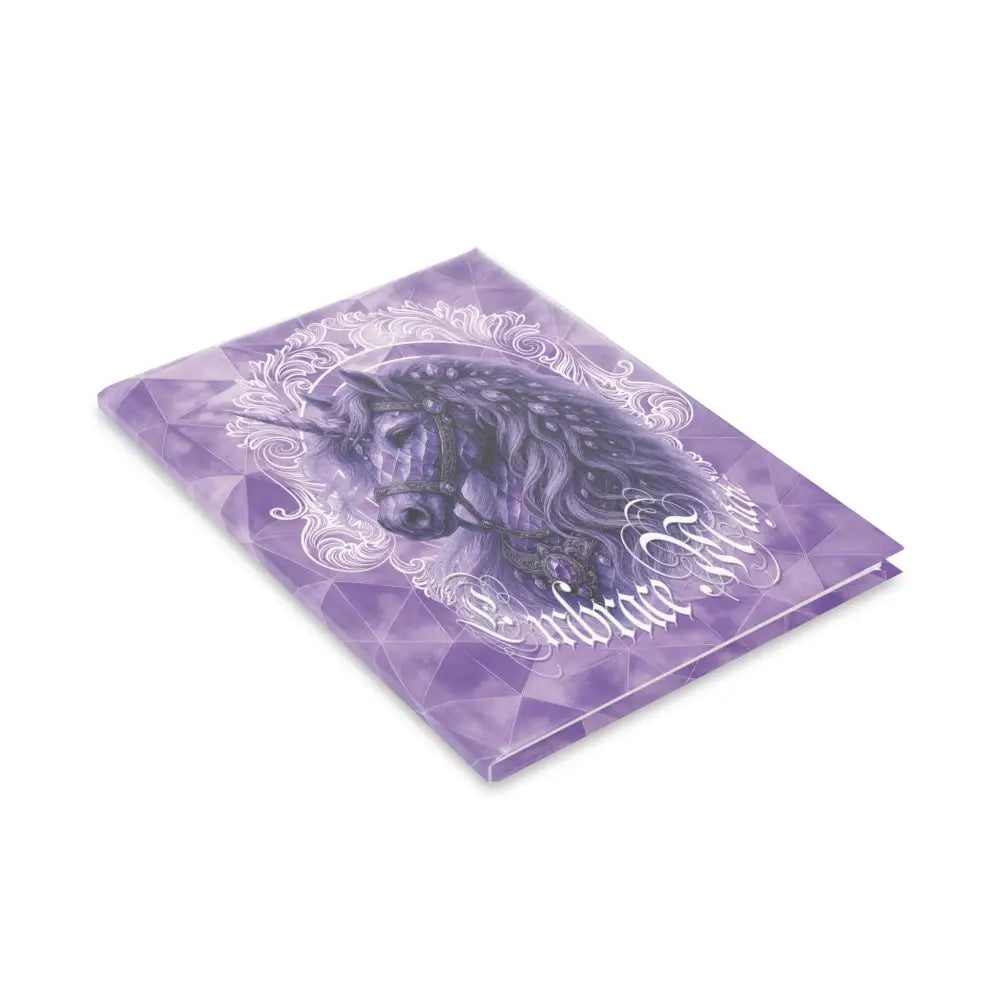 Purple unicorn notebook from Arcane Aegis Embrace Magic Amethyst Armor Hardcover Journal