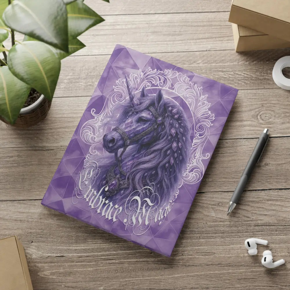 Purple unicorn journal from Arcane Aegis Embrace Magic Amethyst Armor Hardcover Journal