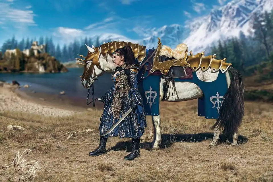 Armored horse and warrior.