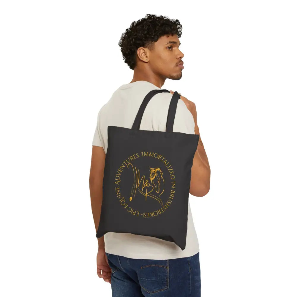 Black tote bag featuring Nadine & Ripley logo in Canvas Tote Bag - Fun and Practical