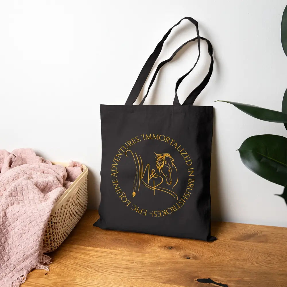 Black tote bag with horse design from Canvas Tote Bag by Nadine & Ripley