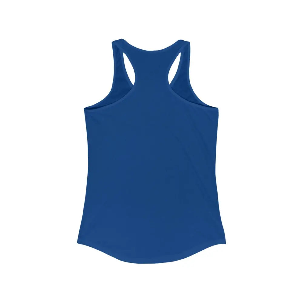 Blue racerback tank top with Circle LOGO for Epic Equine Adventures Women’s personalized design