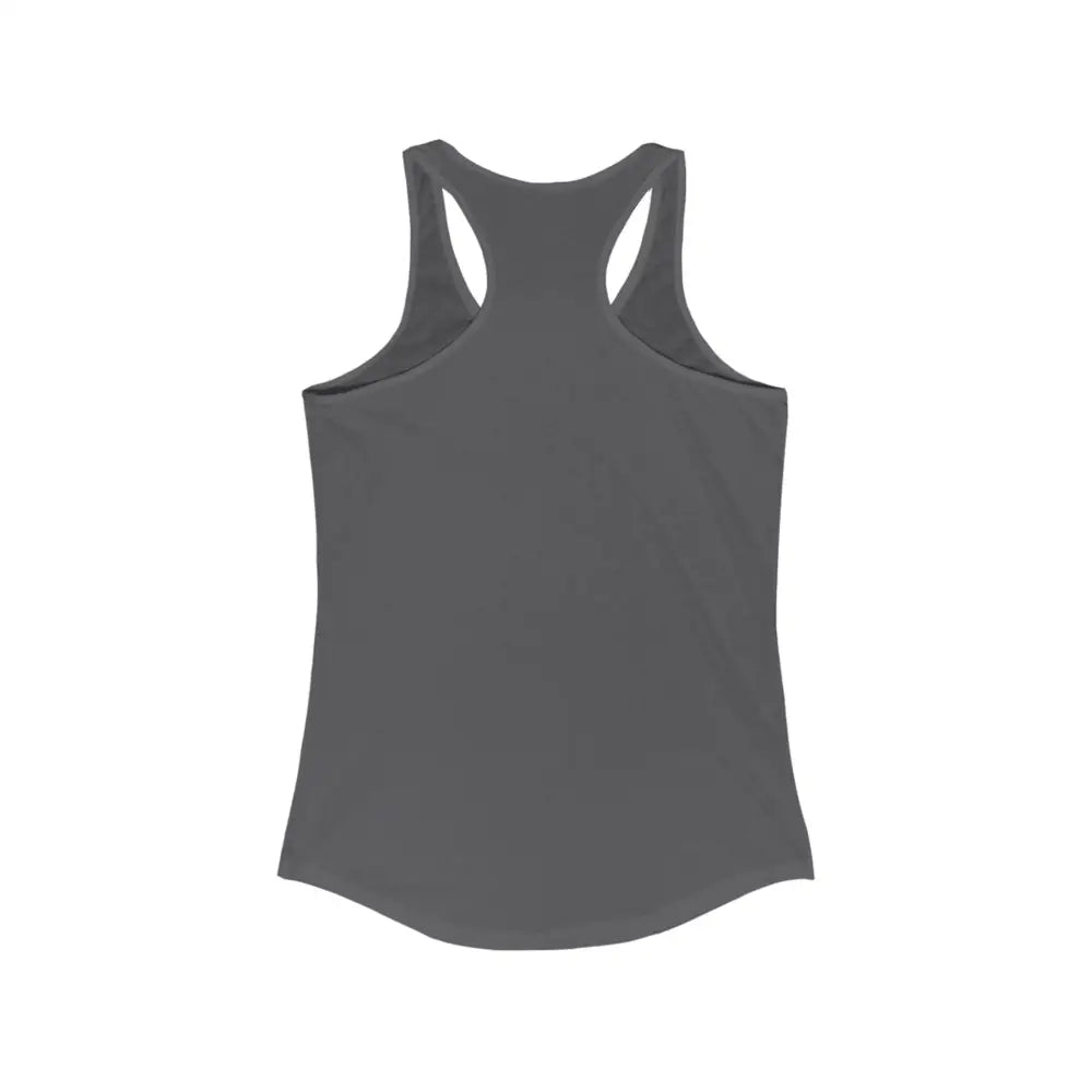 Gray racerback tank top with Circle LOGO for Epic Equine Adventures for women