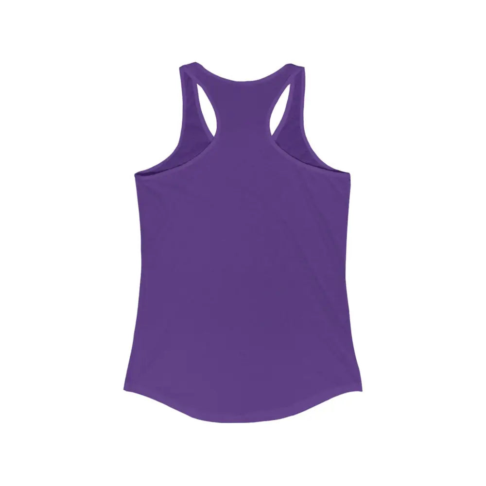 Purple racerback tank top from Epic Equine Adventures personalizable women’s collection