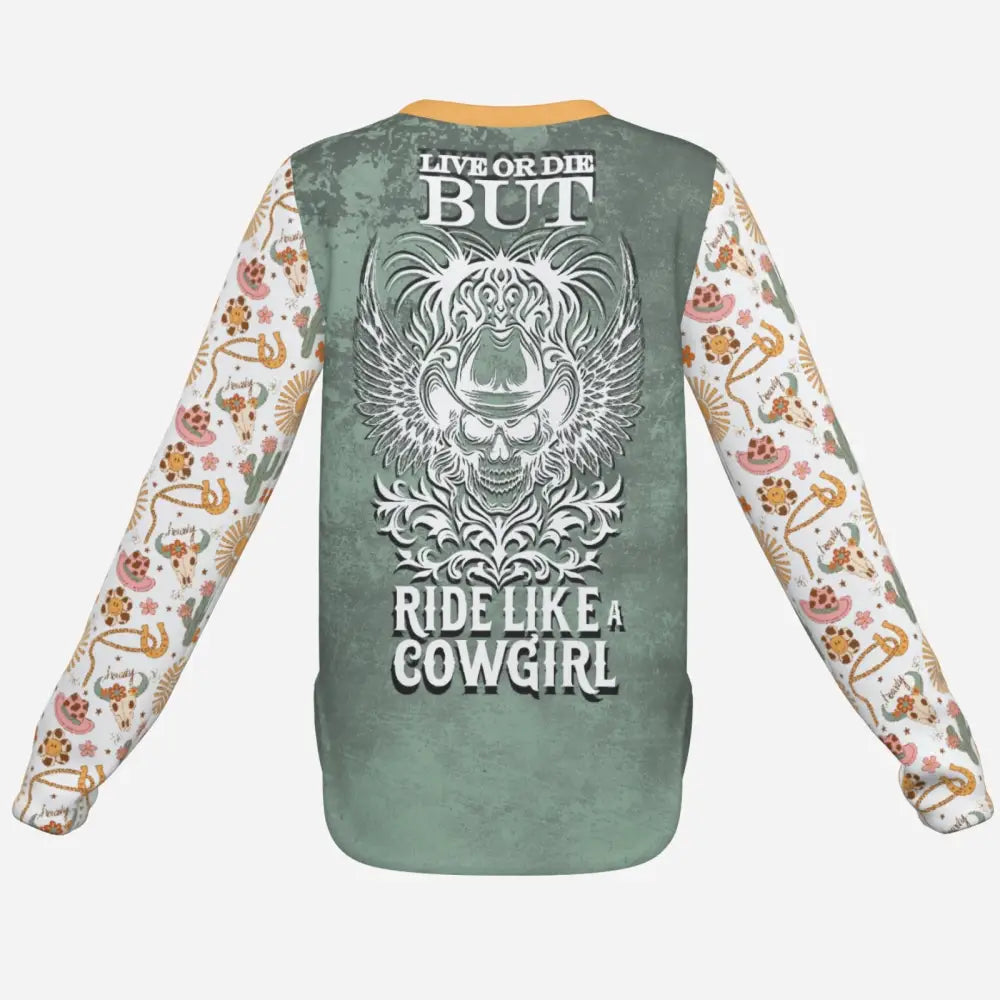 Long-sleeved cowgirl shirt from Cowgirl Creed Western collection with UPF50+ protection