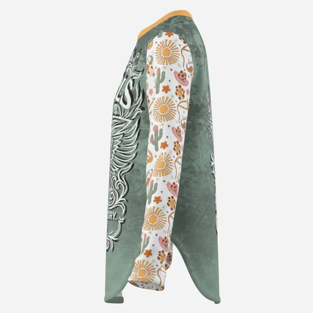 Green patterned long-sleeved cowgirl shirt from Cowgirl Creed Western Sun Shirt UPF50+