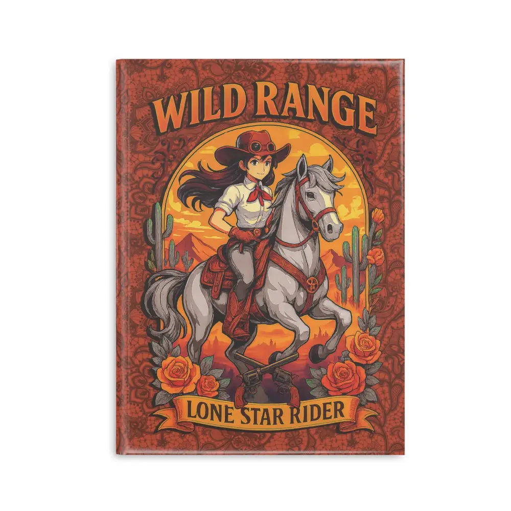 Wild Range Lone Star Rider hardcover notebook featuring cowgirl design for jotting notes