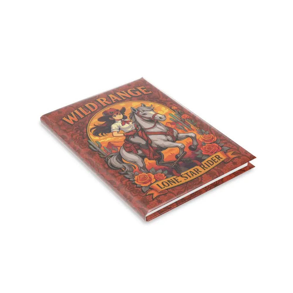 Wild Range Lone Star Rider book showcased on Lone Star Rider Wild Range Cowgirl Hardcover Notebook