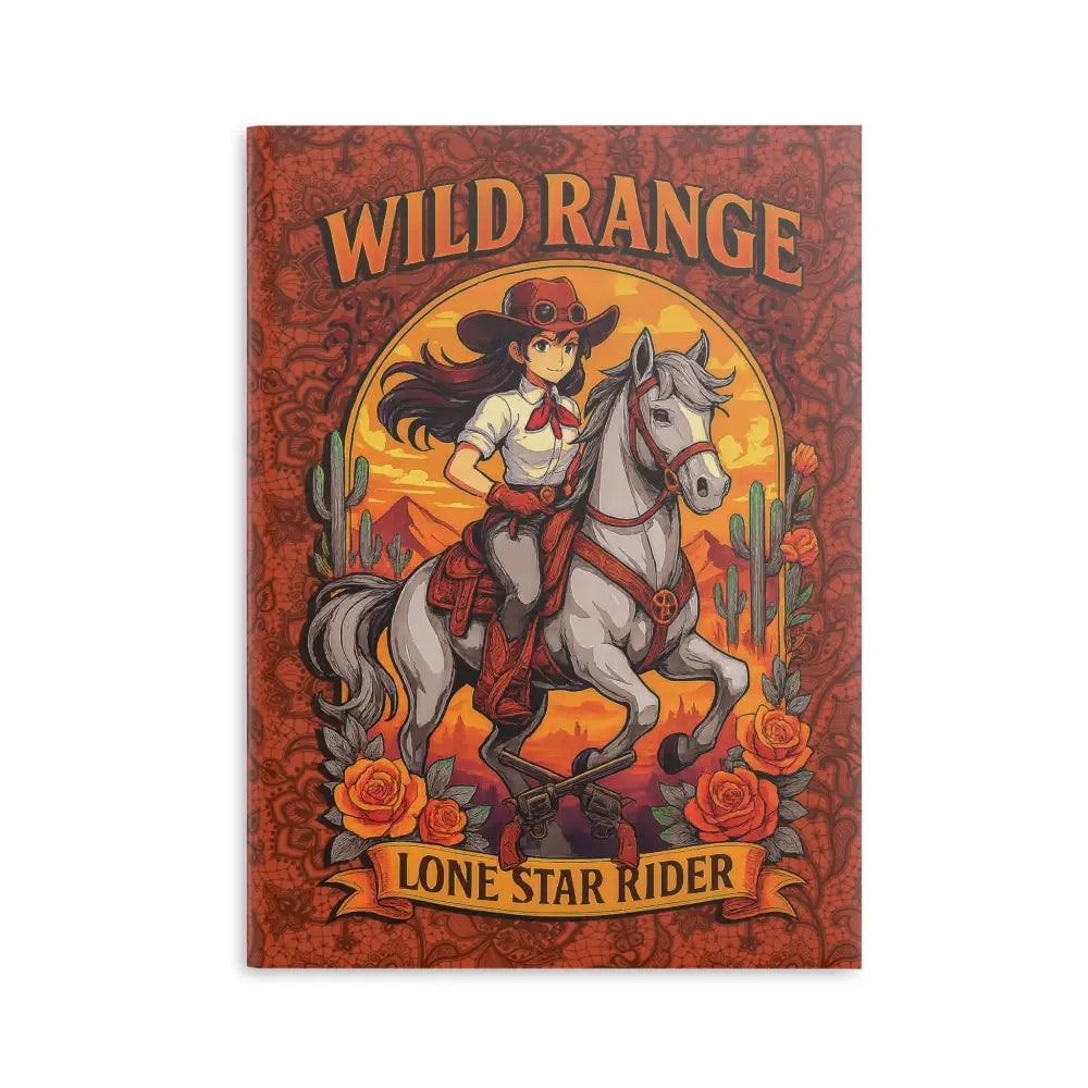 Wild Range Lone Star Rider hardcover notebook with cowboy design and rustic leather cover