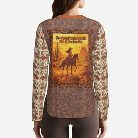 Long-sleeved Lone Star Rider Fantasy Pegasus Sun Shirt with Cowgirl Design and UPF50+