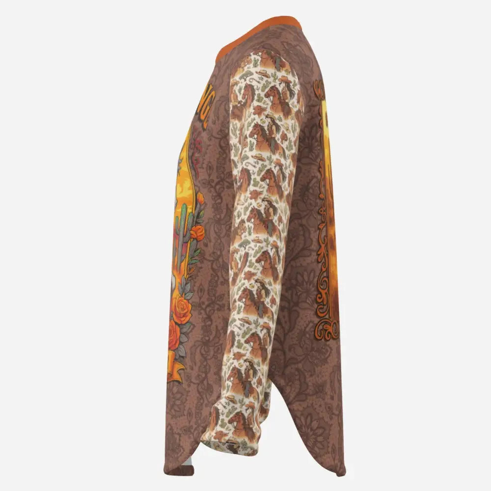 Brown patterned long-sleeved shirt from Lone Star Rider Fantasy Pegasus Sun Shirt UPF50+