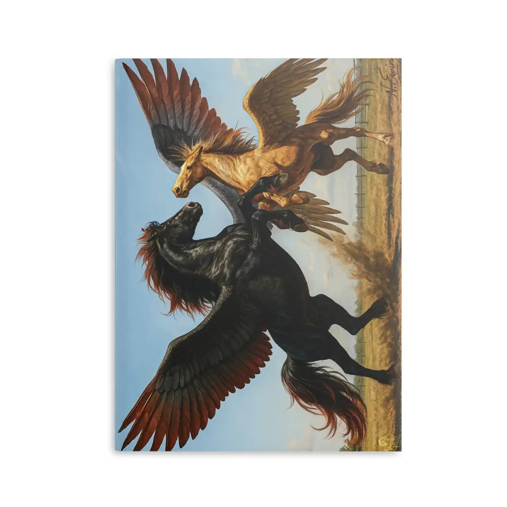 Cover of Equestrian Hardcover Notebook featuring two majestic winged horses artwork