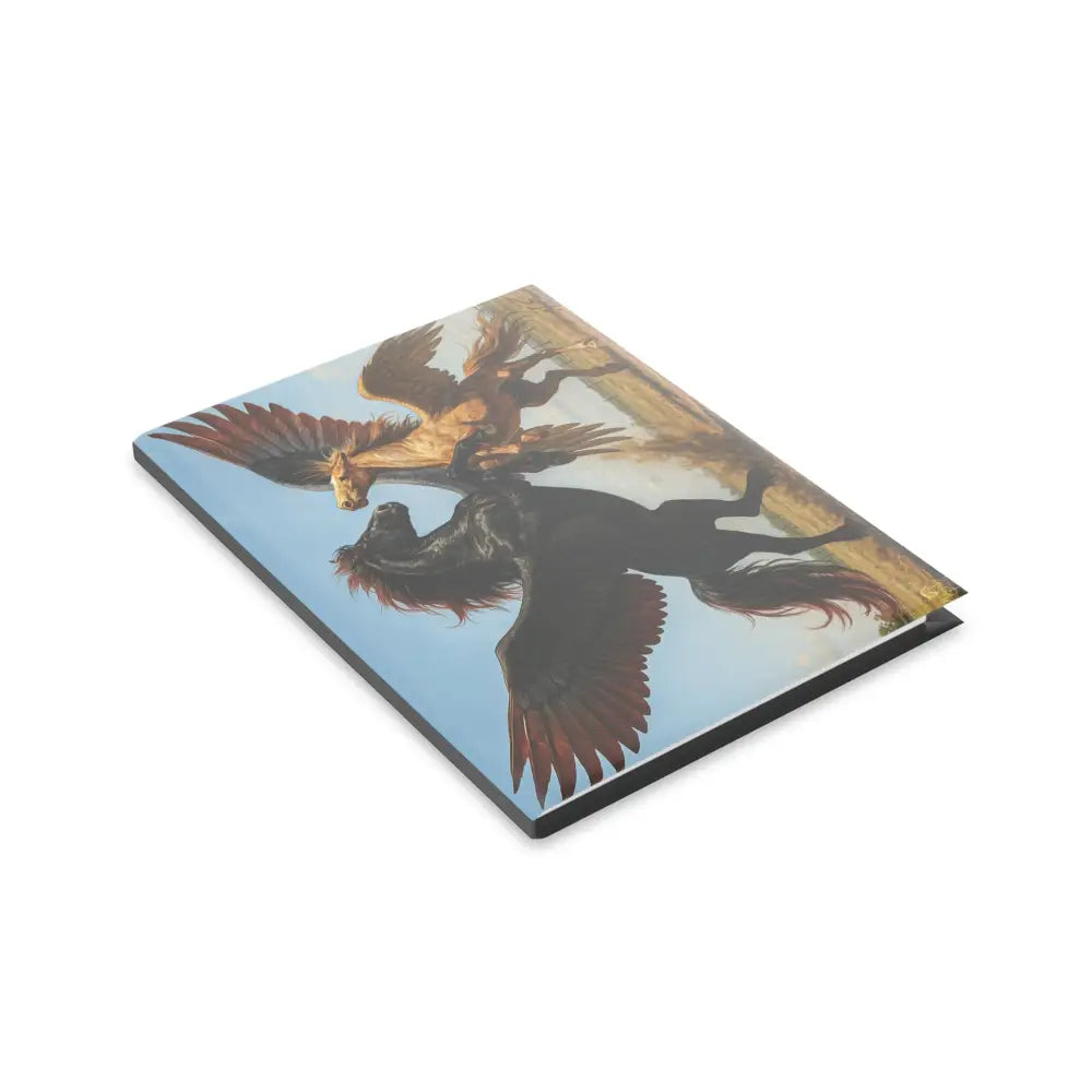 Rectangular wall art with winged horse design for Equestrian Hardcover Notebook
