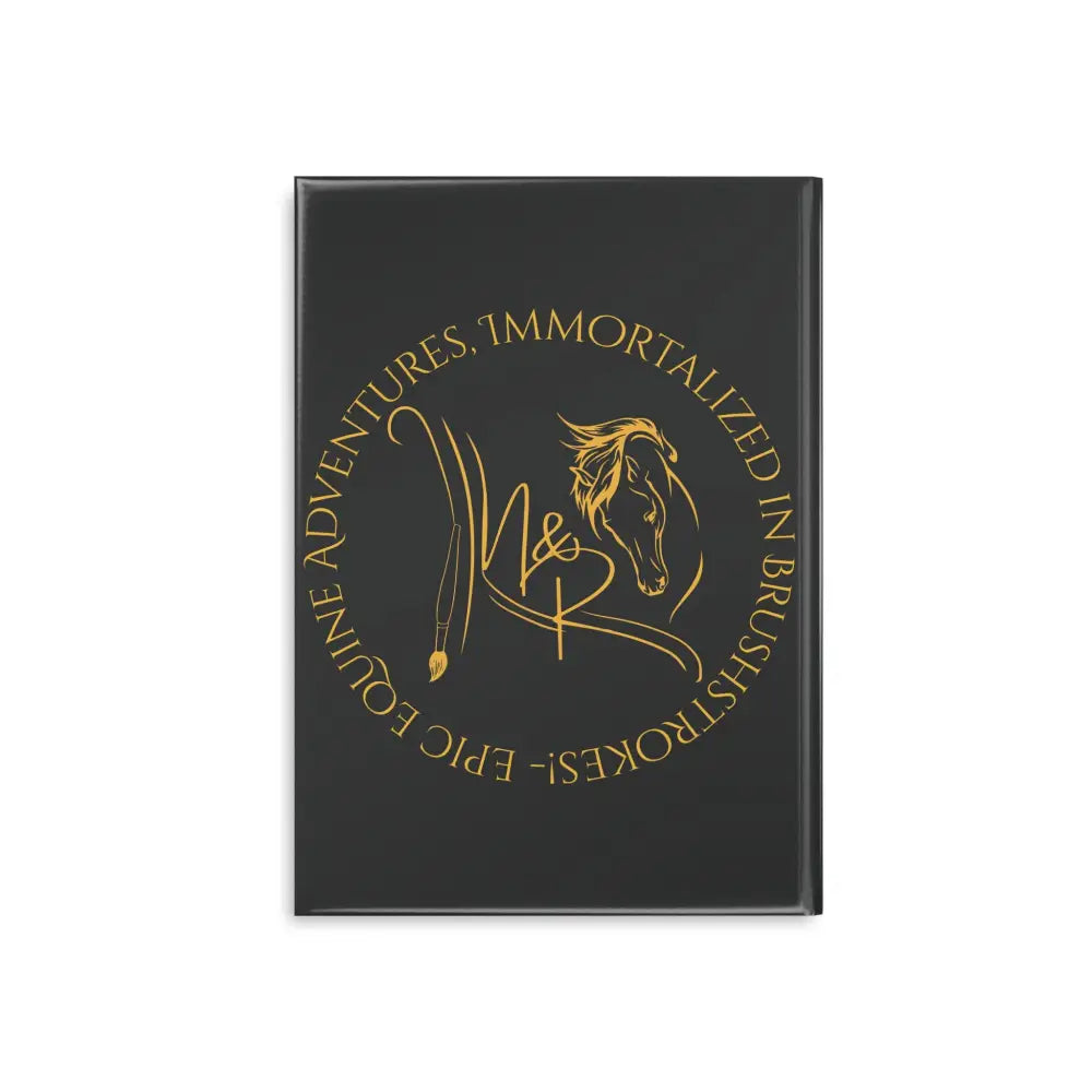 Black hardcover notebook with golden winged horse design for Equestrian enthusiasts