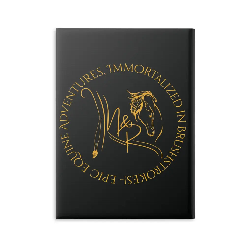 Black hardcover notebook with golden Winged Horse logo for Equestrian enthusiasts