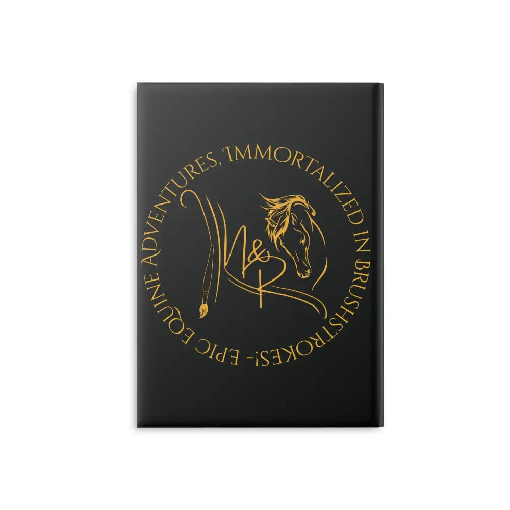 Black hardcover notebook with golden Winged Horse design for equestrian enthusiasts