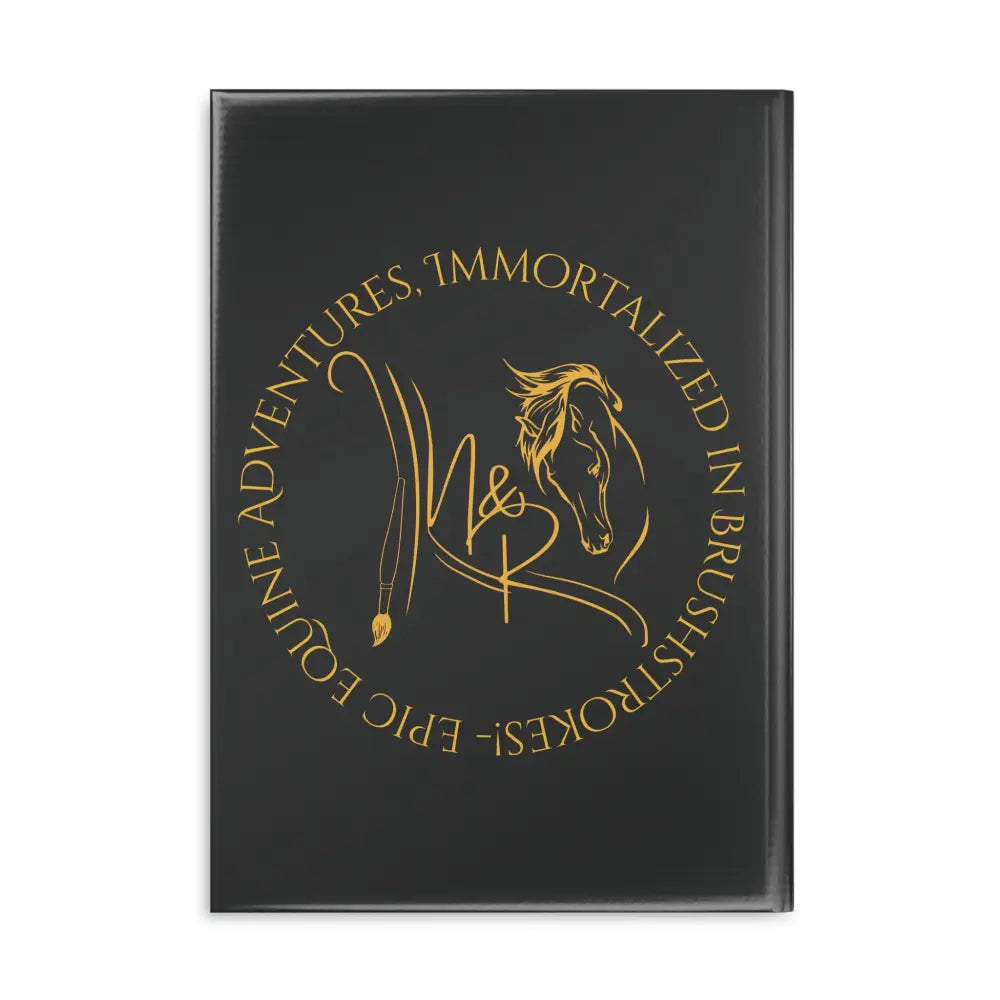 Black hardcover notebook with golden Winged Horse Equestrian design