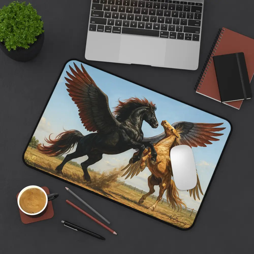 Pegasus-themed mousepad featuring majestic winged horses for horse lovers’ desk decor