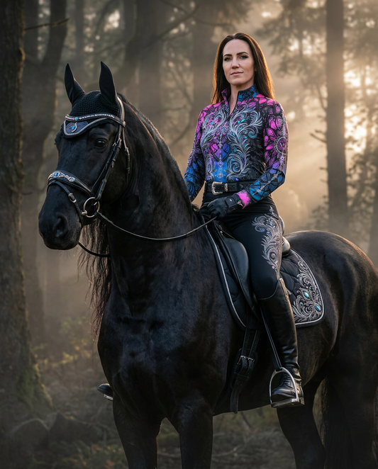 Midnight Radiance — Performance Equestrian Sun Shirt UPF50+