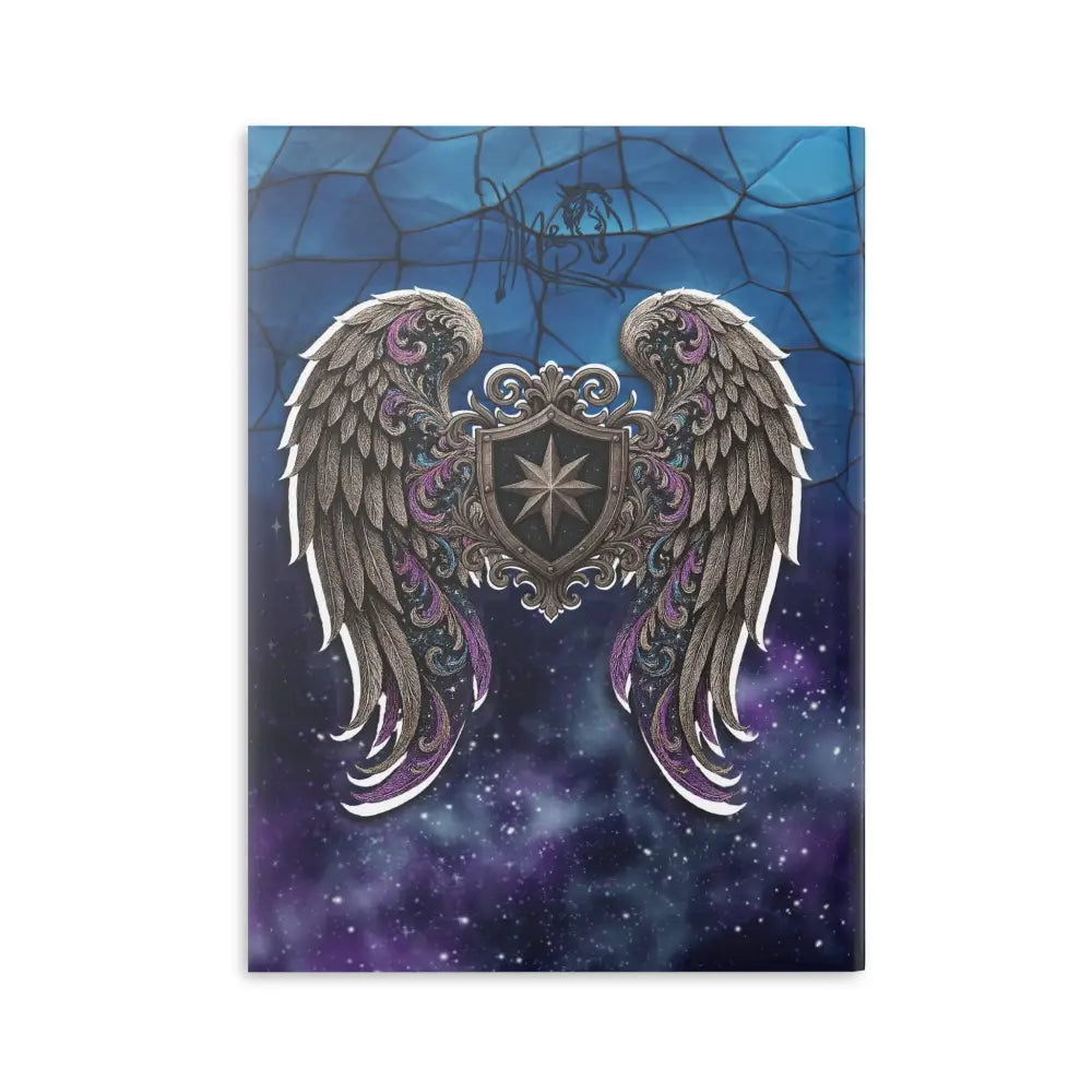 Winged shield design on Ever Stop Dreaming Equestrian Fantasy Hardcover Notebook cover