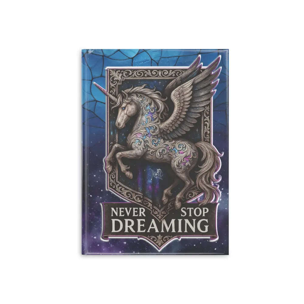 Unicorn-themed hardcover notebook for dreaming and writing in Never Stop Dreaming collection