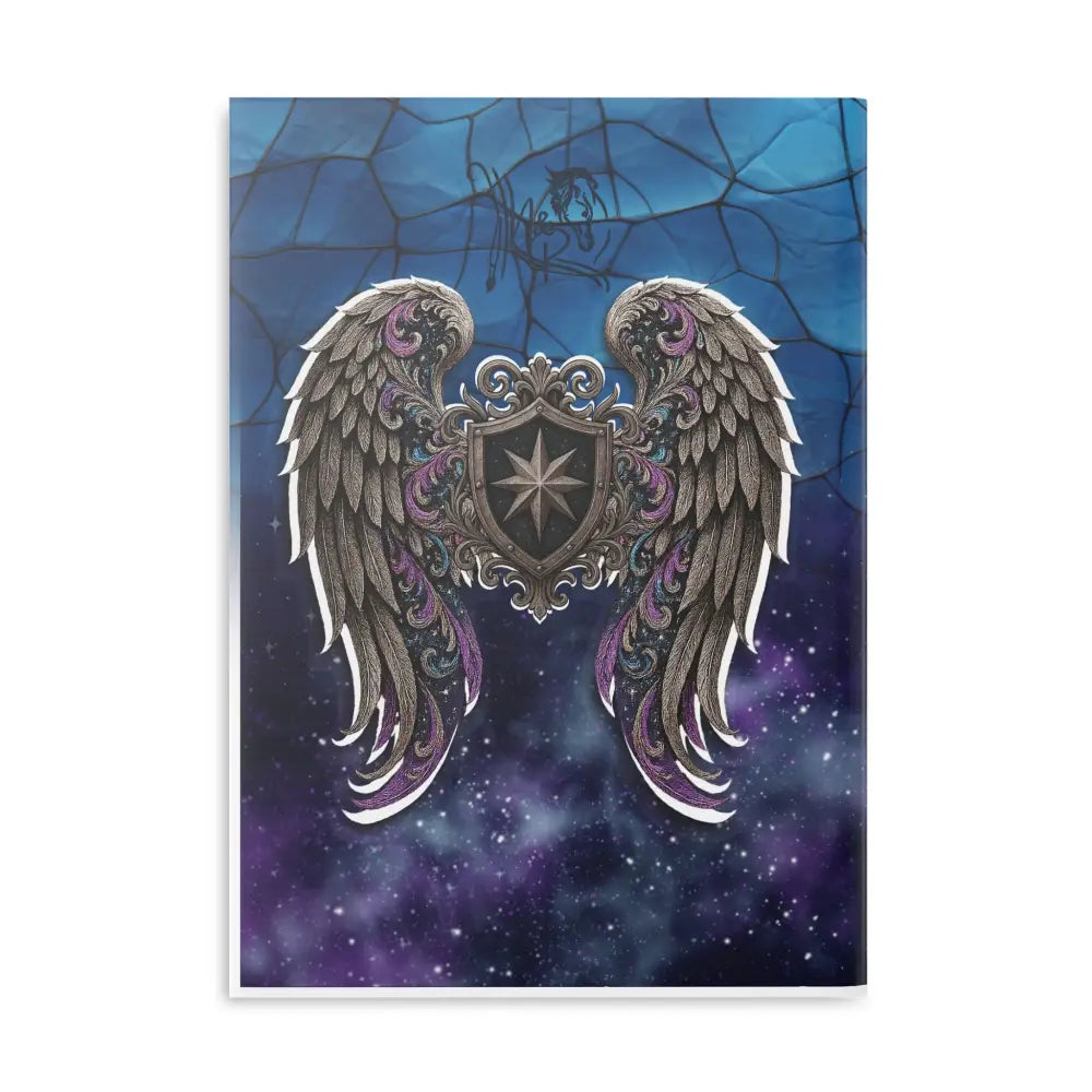 Winged shield design on Never Stop Dreaming Equestrian Fantasy Hardcover Notebook