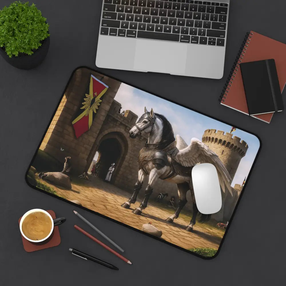 Rectangular desk mat featuring a winged horse Pegasus design for horse lovers