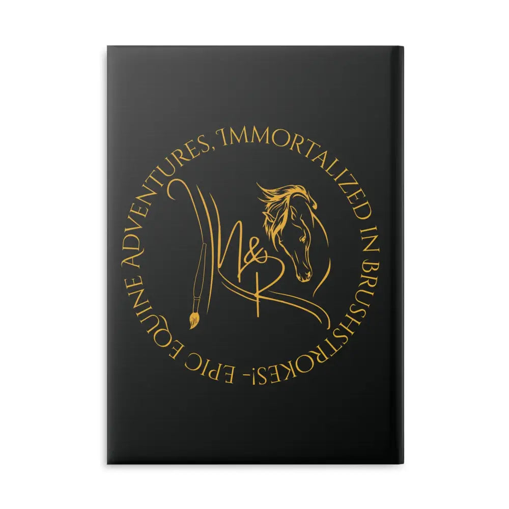 Black hardcover Notebook with a golden winged Horse Logo from Oso Guardian of the Keep