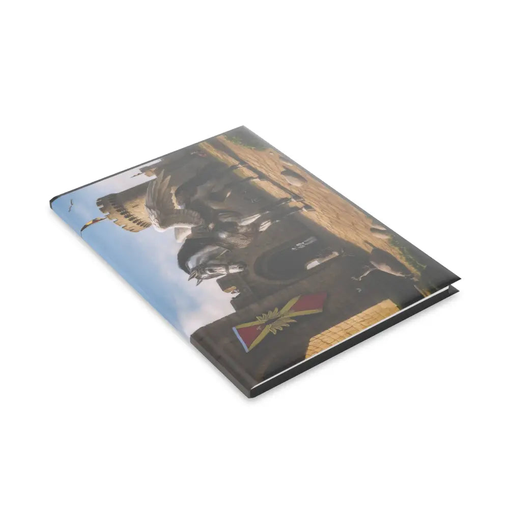 Hardcover notebook featuring military vehicle and Winged Horse design for Oso Guardian of the Keep