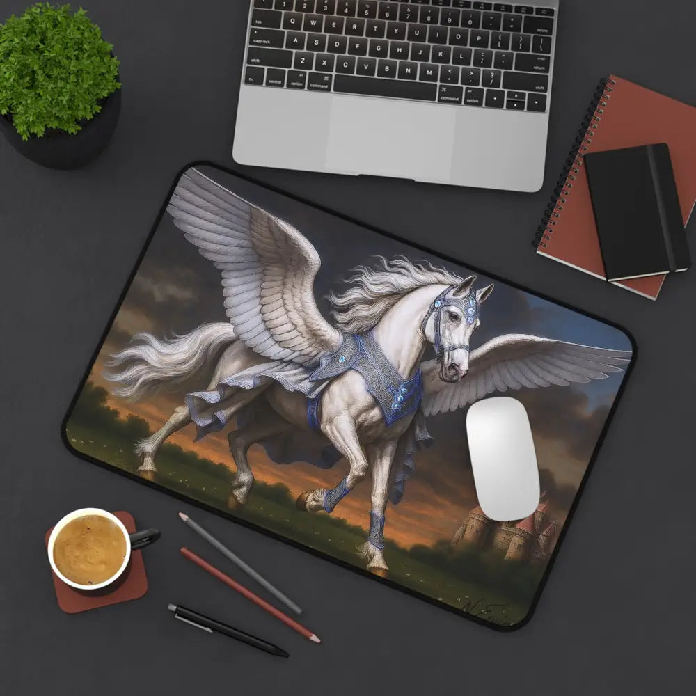 Pegasus-themed desk mat featuring Artistic Pegasus Horse Lover design for elegant workspace