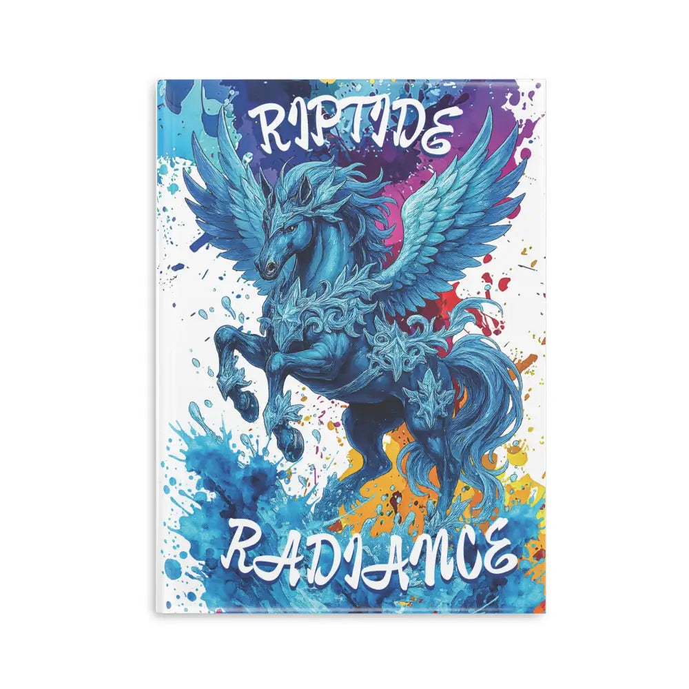 Pegasus-themed canvas print displayed on Riptide Radiance Winged Horse Hardcover Notebook