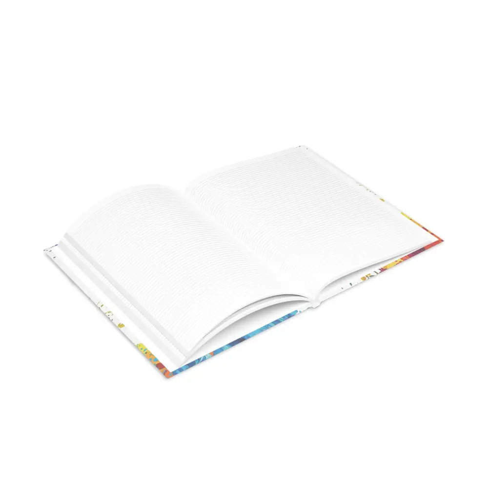 Open lined Riptide Radiance Winged Horse Hardcover Notebook on a desk