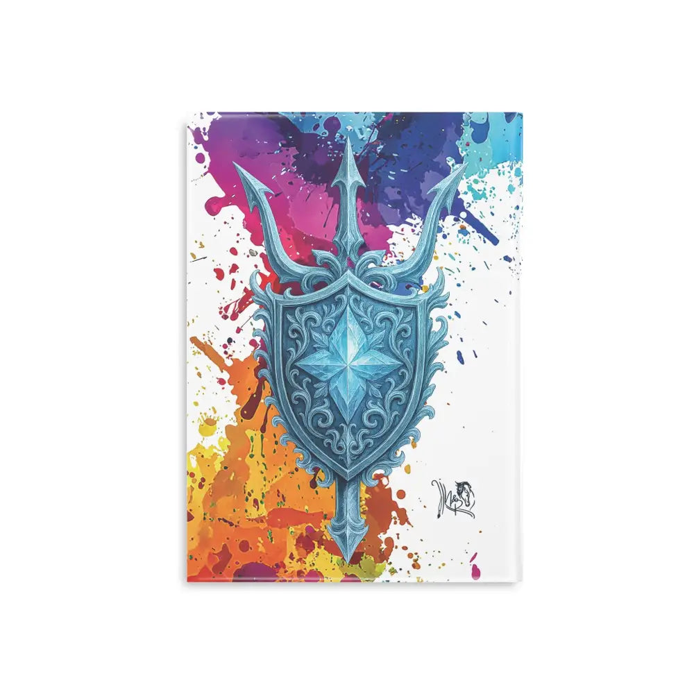 Trident and shield art print on Riptide Radiance Winged Horse Hardcover Notebook
