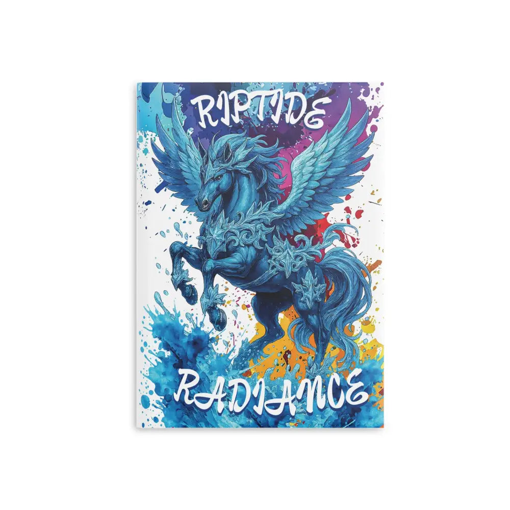 Pegasus art print displayed on Riptide Radiance Winged Horse Hardcover Notebook