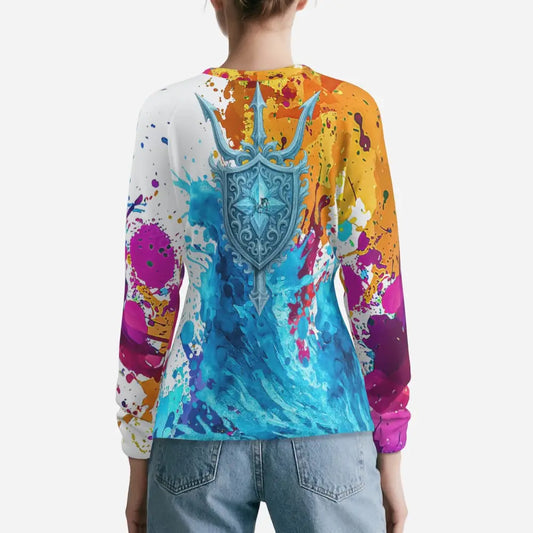 Colorful long-sleeved Riptide Radiance Fantasy Pegasus Sun Shirt UPF50+ on display