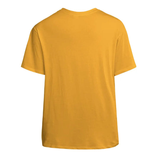 Mustard yellow oversized unisex cotton T-shirt with short sleeves and relaxed fit