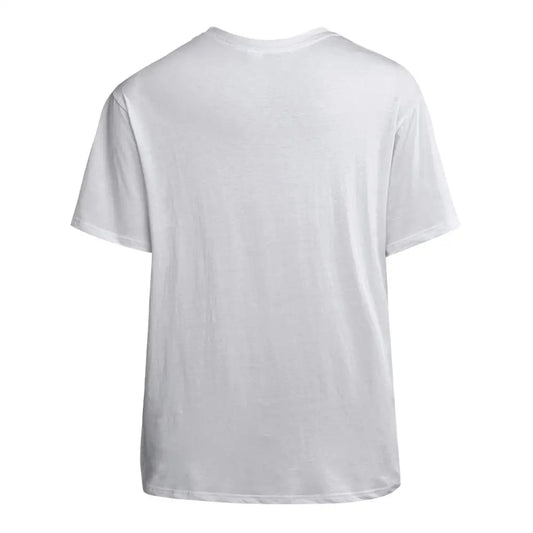 White unisex cotton T-shirt with V-neck and short sleeves for casual wear