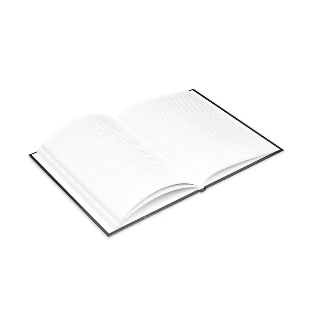 Open lined hardcover notebook from The Tome the Tude and the Tiny Hands Wizard Pony Art collection