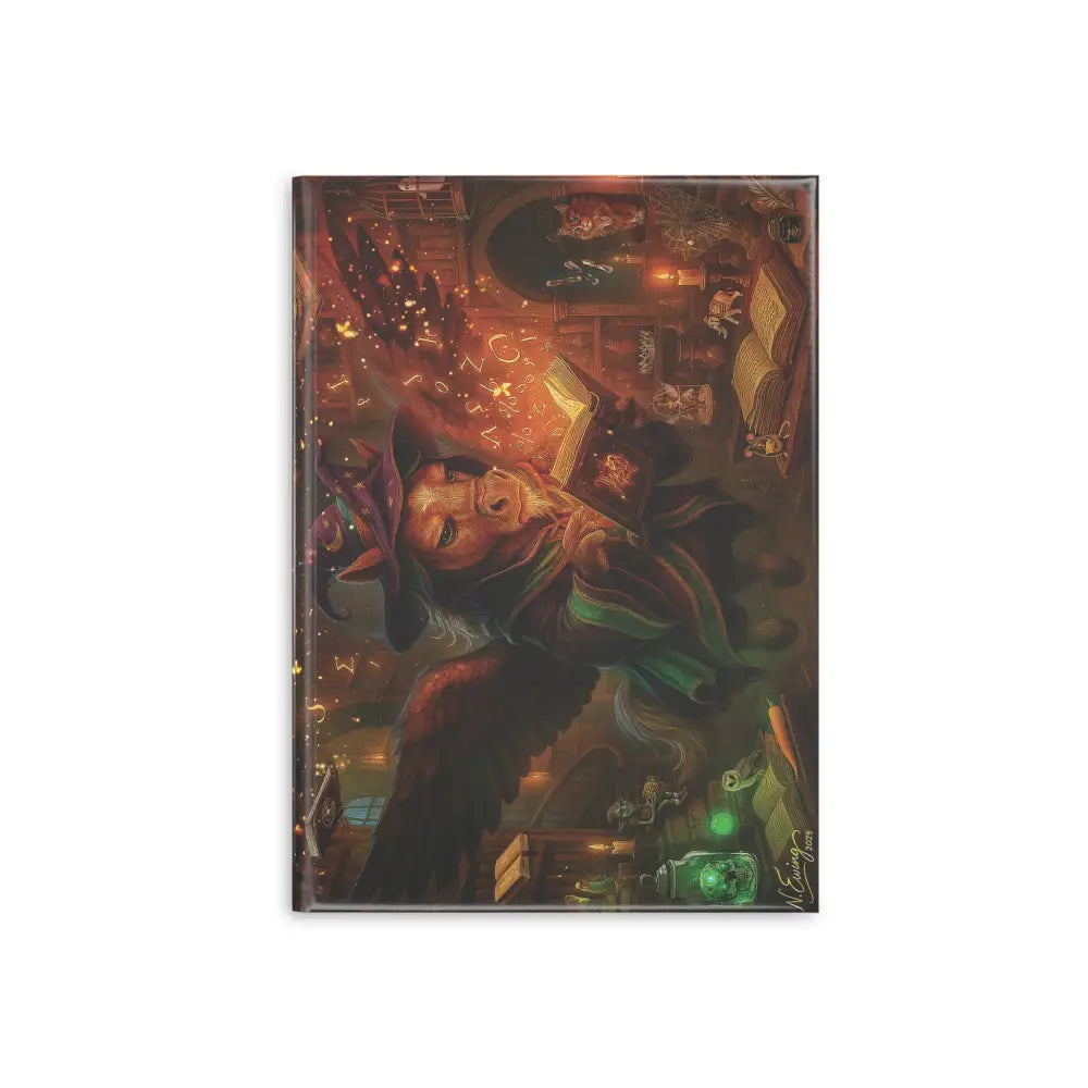Rectangular witch-themed magnet on Wizard Pony Art Hardcover Notebook cover