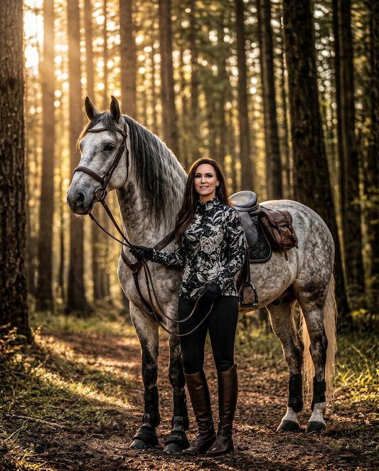 Shadow Bloom — Performance Equestrian Sun Shirt UPF50+