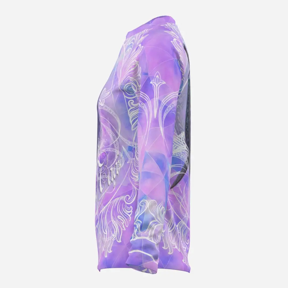 Purple patterned long-sleeved shirt from Arcane Aegis Fantasy Pegasus Sun Shirt UPF50+