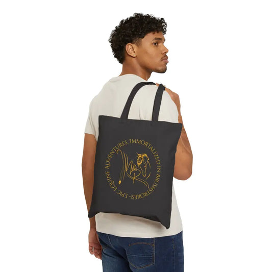 Black tote bag featuring Nadine & Ripley logo in Canvas Tote Bag - Fun and Practical